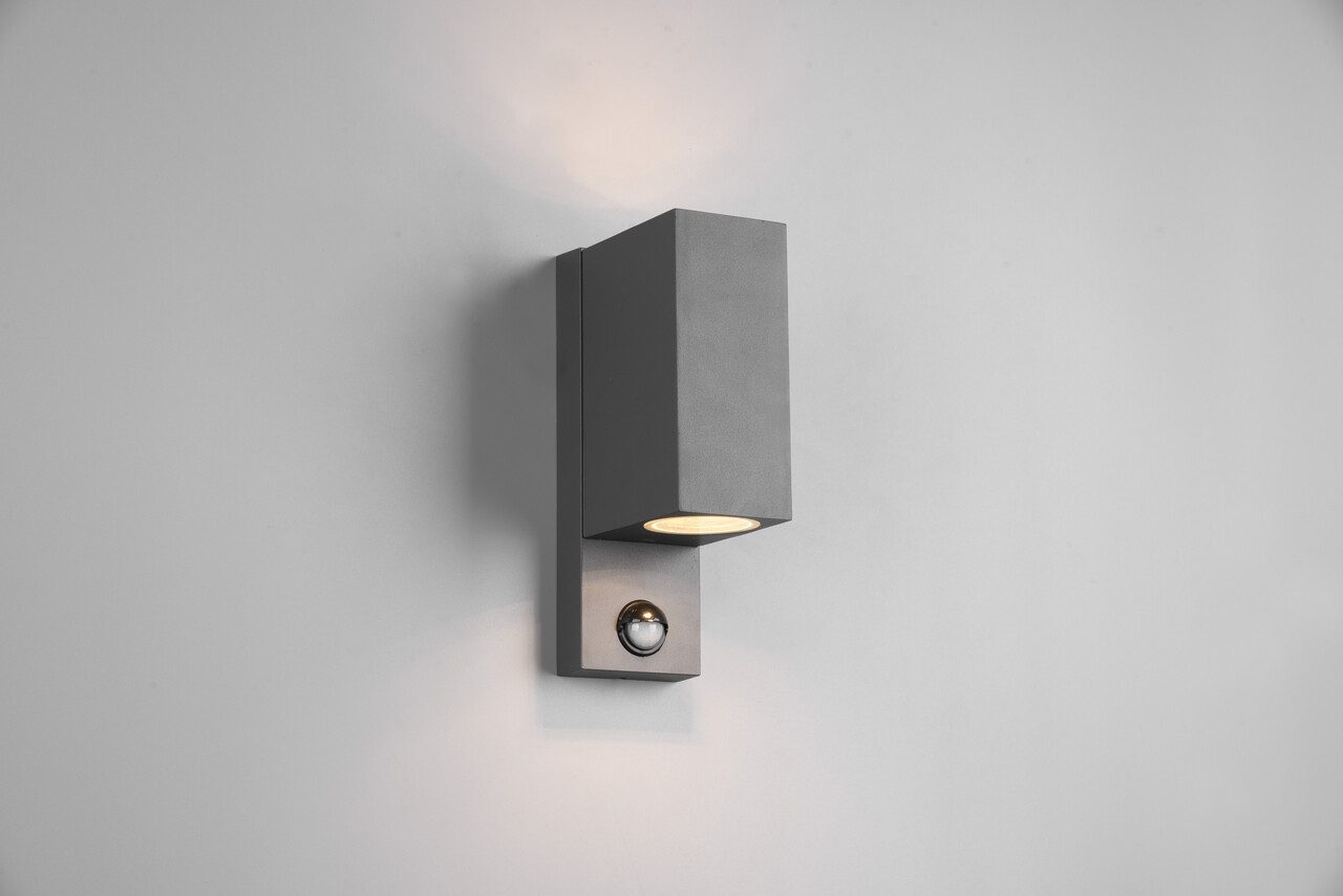 Aplica de perete pentru exterior cu senzor Roya, TRIO, 7x11.6x22 cm, 35W, 2x GU10, aluminiu, antracit - imagine 6
